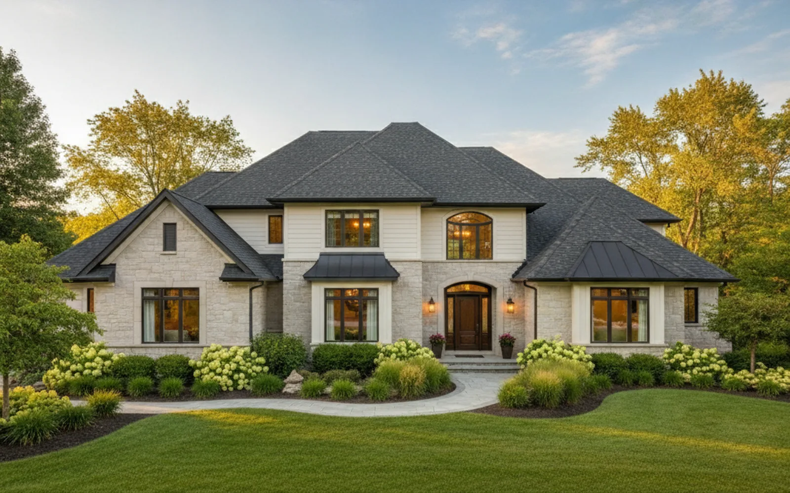 Newly installed asphalt shingle roof on a metro Detroit home