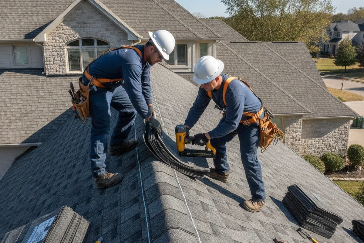 BH Roofing crew installing a new shingle roof in metro Detroit